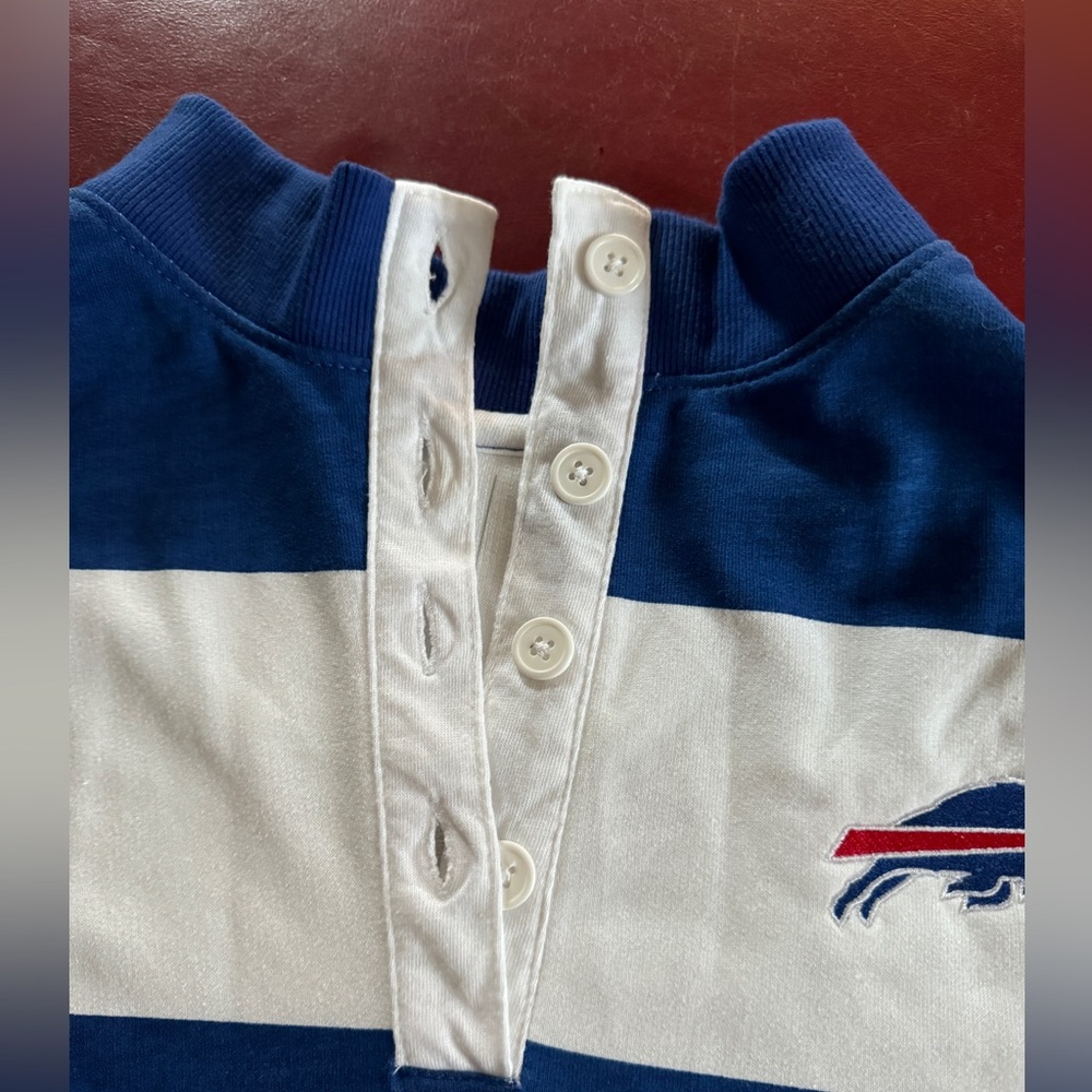 Buffalo Bills Rugby Stripe Shirt with Quarter Button Collar - Picture 3 of 3